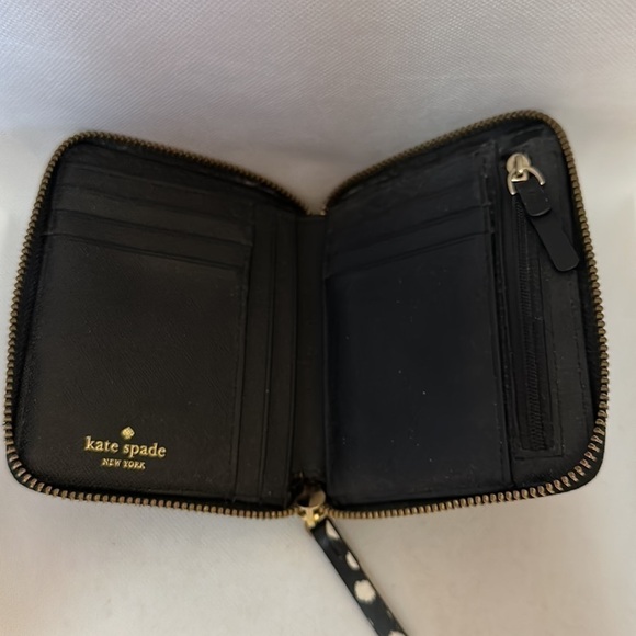Kate Spade Crosshatch Leather Scatter Dot Zipper Wallet - EUC - Picture 5 of 12